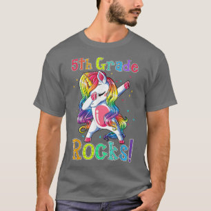 5th Grade Rocks Dabbing Unicorn Funny Back To Scho T-Shirt