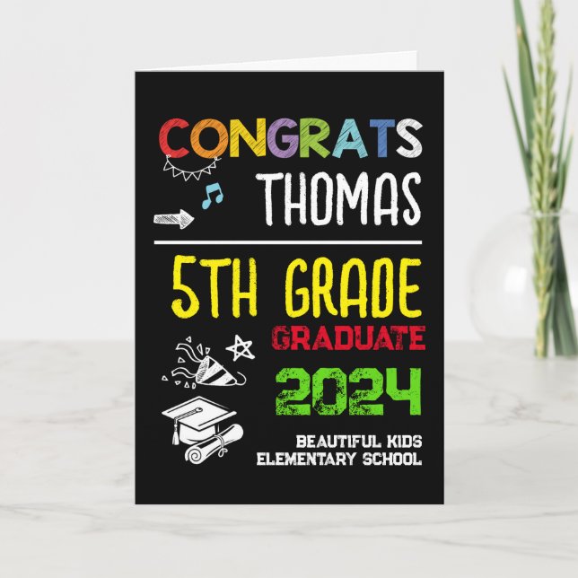 5th Grade School Graduation Boy Greeting Card (Front)