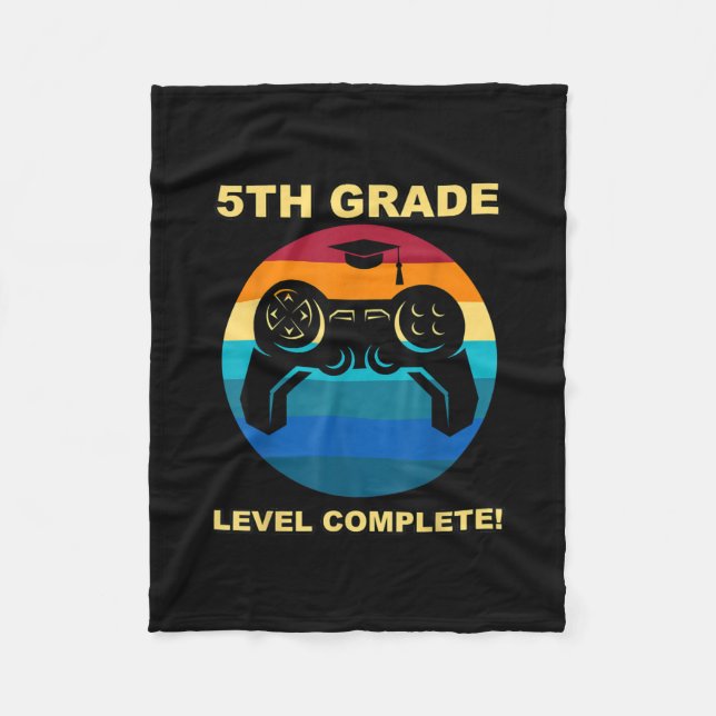 5th Grade School Level Complete Graduation Gamer Fleece Blanket (Front)