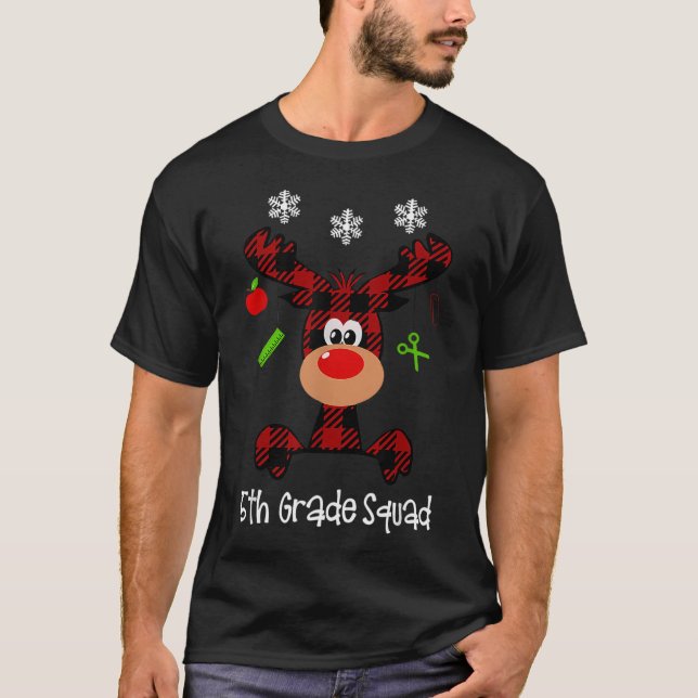 5Th Grade Squad Cutest Reindeer Squad T-Shirt (Front)