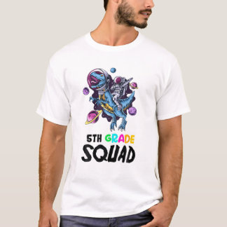 5Th Grade SQUAD Funny Astronaut Riding Rex Teacher T-Shirt