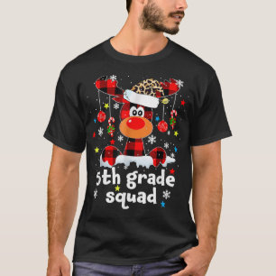 5th Grade Squad Plaid Reindeer Santa Hat Teacher C T-Shirt