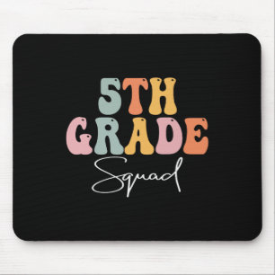 5th Grade Squad Retro Groovy Women Happy First Day Mouse Mat