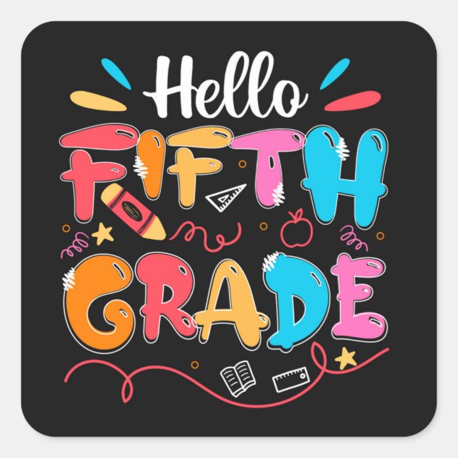 5th Grade Square Sticker (Front)