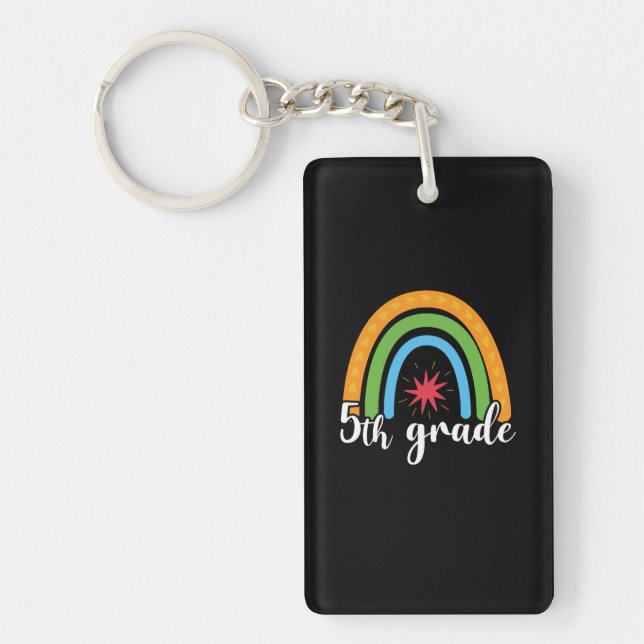 5th Grade Teacher 5th Grade Rainbow Star Key Ring (Front)