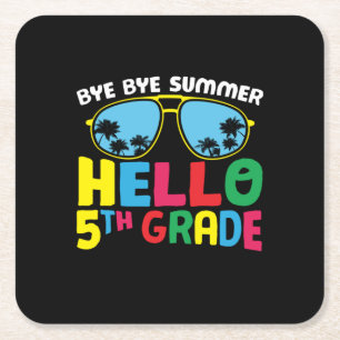5th Grade Teacher Hello 5th Grade Square Paper Coaster