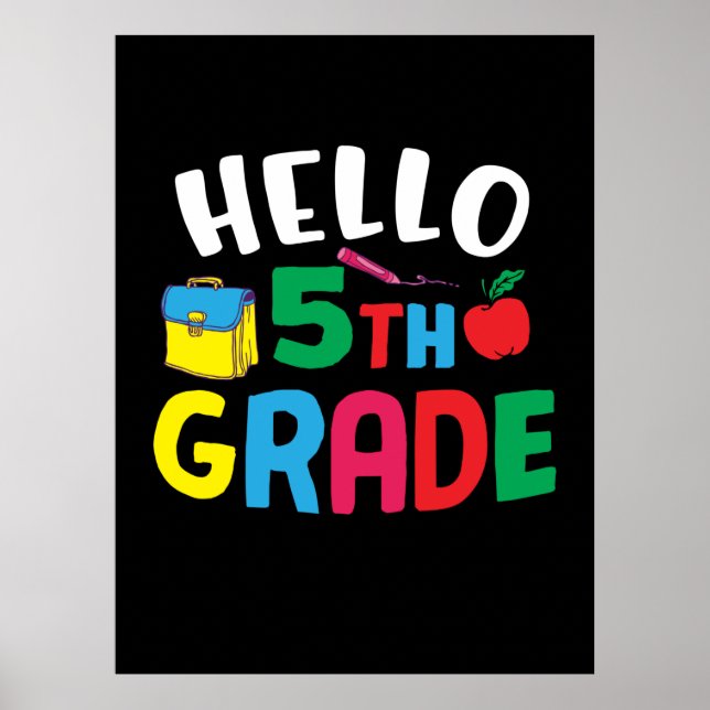 5th Grade Teacher Hello Fifth Grade Poster (Front)