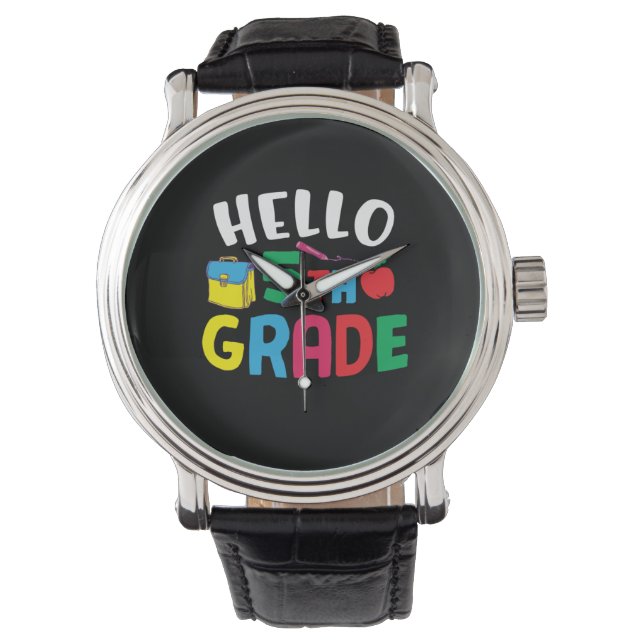 5th Grade Teacher Hello Fifth Grade Watch (Front)