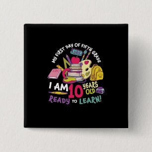 5th Grade Teacher My First Day Of Fifth Grade 15 Cm Square Badge