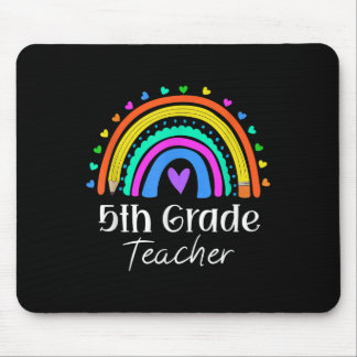 5th Grade Teacher Rainbow Heart Fifth Grade Back T Mouse Mat