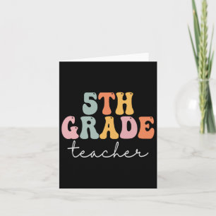 5th Grade Teacher Retro Groovy Vintage First Day O Card