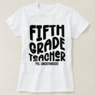 5th Grade Teacher Simple White Custom T-Shirt