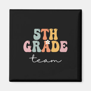 5th Grade Team Retro Groovy Women Happy First Day  Magnet