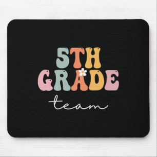 5th Grade Team Retro Groovy Women Happy First Day Mouse Mat