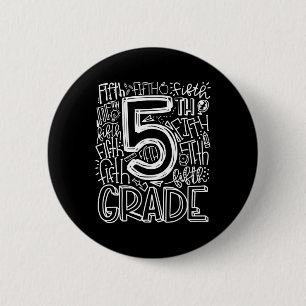 5th Grade Typography Team Fifth Grade Teacher Back 6 Cm Round Badge