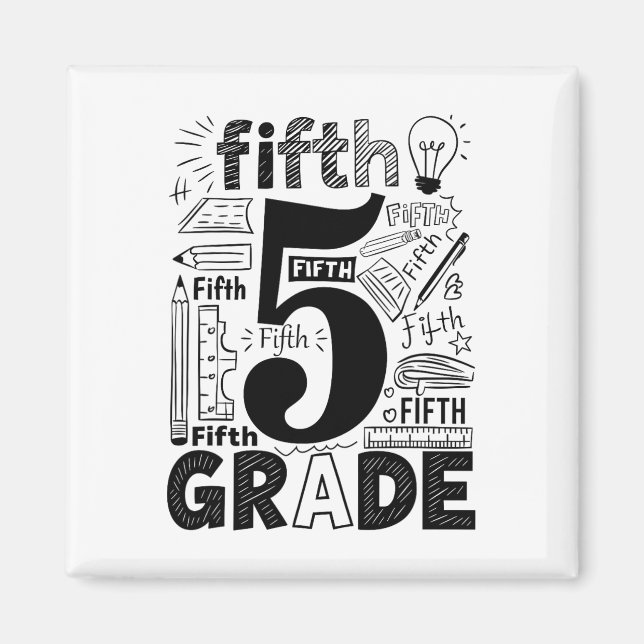 5th Grade Typography Team Fifth Grade Teacher Back Magnet (Front)