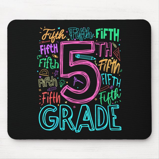 5th grade typography team fifth grade teacher back mouse mat (Front)