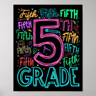 5th grade typography team fifth grade teacher back poster