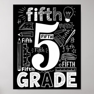 5th Grade Typography Team Fifth Grade Teacher Back Poster