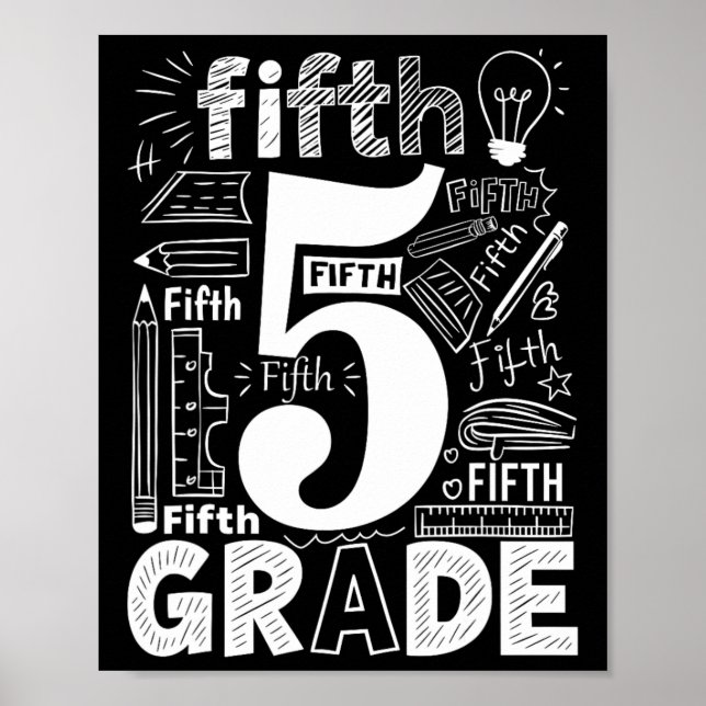 5th Grade Typography Team Fifth Grade Teacher Back Poster (Front)