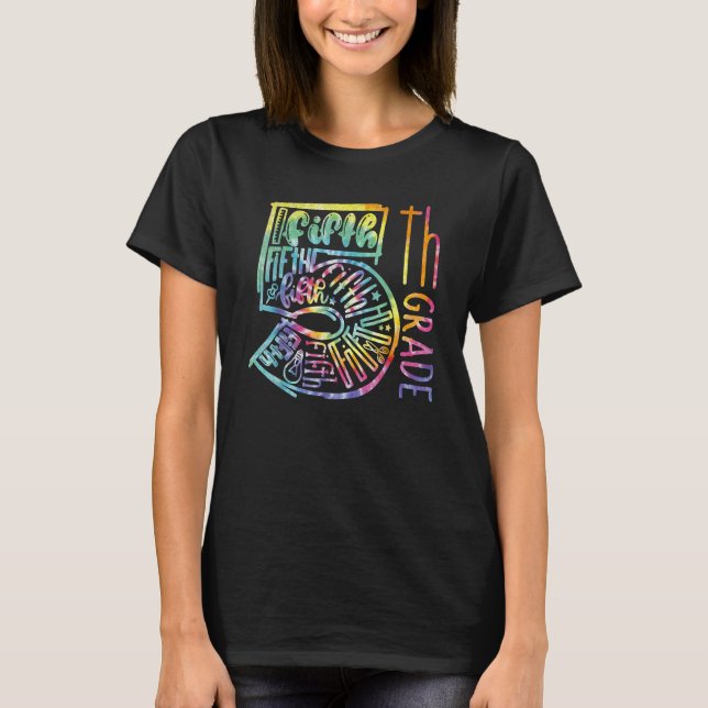 5th Grade Typography Team Fifth Grade Teacher Back T-Shirt (Front)