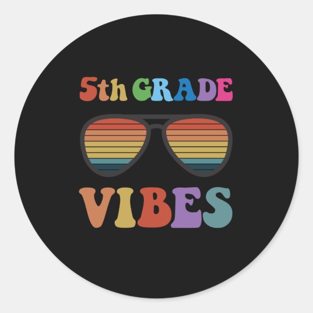 5th Grade Vibes Classic Round Sticker (Front)