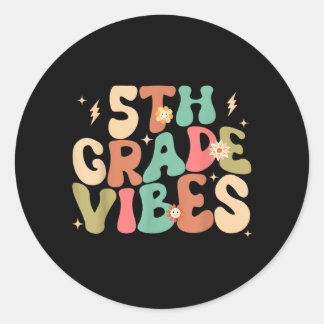 5th Grade Vibes Groovy Back To School Classic Round Sticker