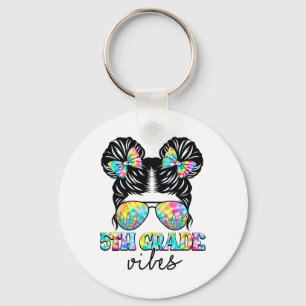 5th Grade Vibes Messy Hair Bun Girl Ck To School F Key Ring