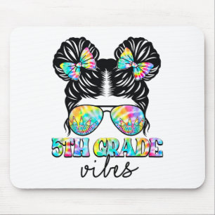 5th Grade Vibes Messy Hair Bun Girl Ck To School F Mouse Mat