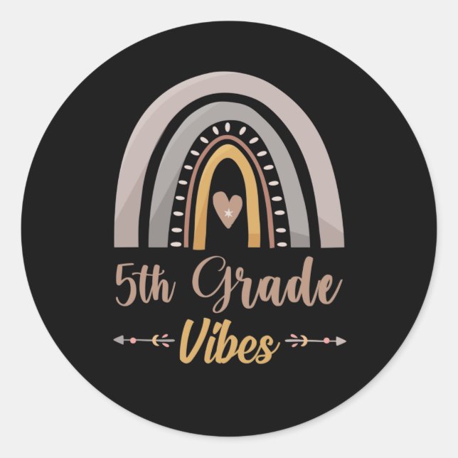 5th Grade Vibes Rainbow Fifth Grade Back to School Classic Round Sticker (Front)