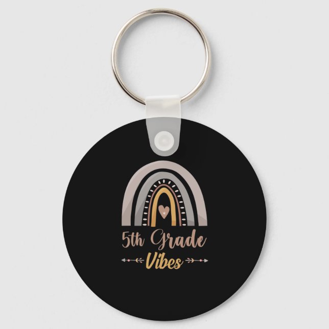 5th Grade Vibes Rainbow Fifth Grade Back to School Key Ring (Front)
