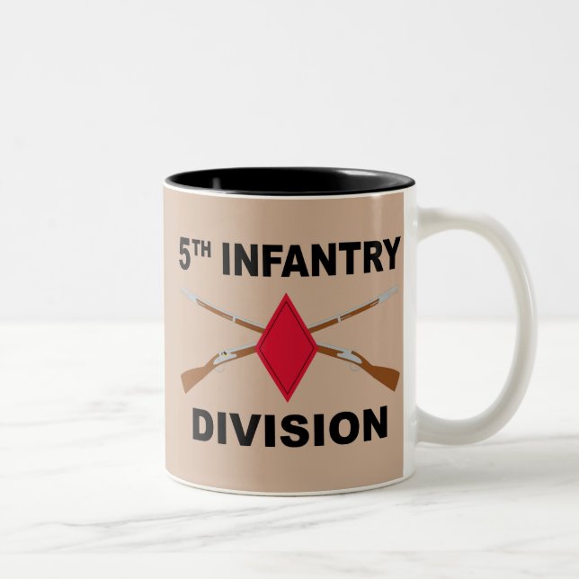 5th Infantry Division - Crossed Rifles - With Text Two-Tone Coffee Mug (Right)