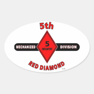 5TH INFANTRY DIVISION (MECHANIZED)"RED DIAMOND" OVAL STICKER