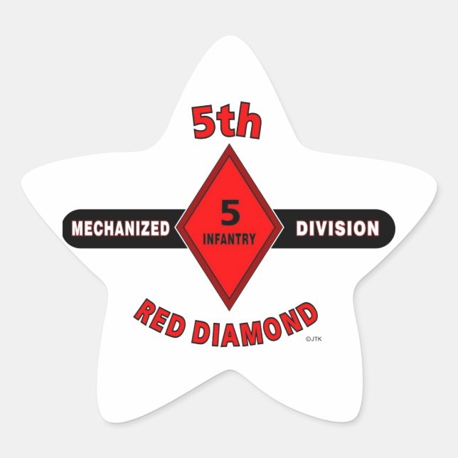 5TH INFANTRY DIVISION (MECHANIZED)"RED DIAMOND" STAR STICKER (Front)