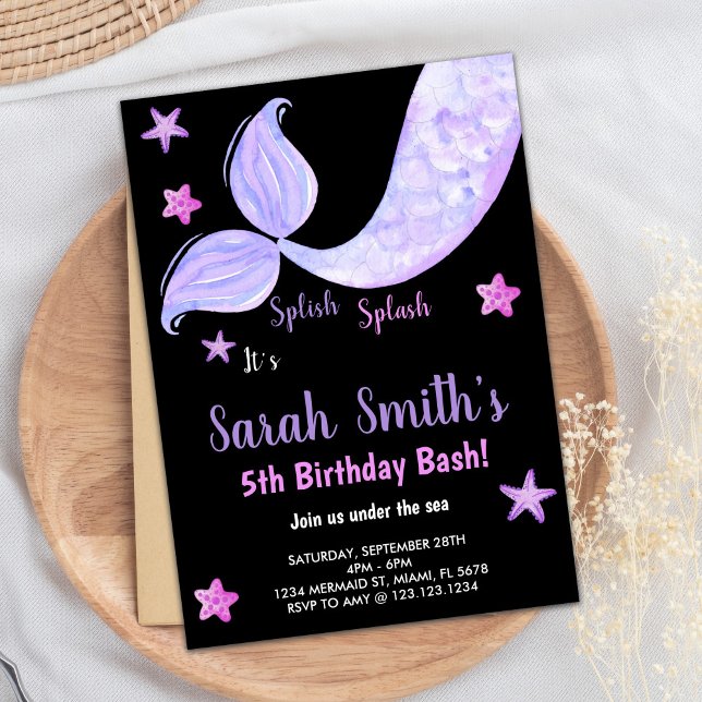 5th Mermaid Birthday Invitations under the sea (5th Mermaid Birthday Invitations under the sea)