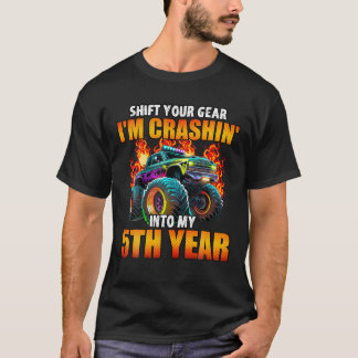 5th Monster Truck Birthday Party Birthday Boy Todd T-Shirt