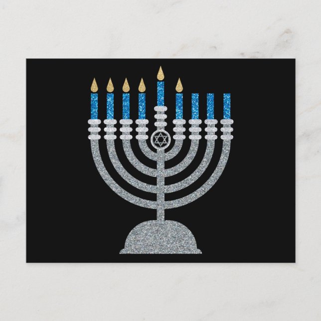 5th Night of Hanukkah Glitter Postcard (Front)