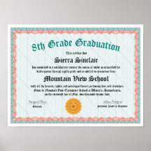 5th or 8th Grade Graduation or Promotion Diploma