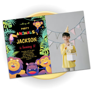 5th Orange Safari Birthday Invitations With Photo