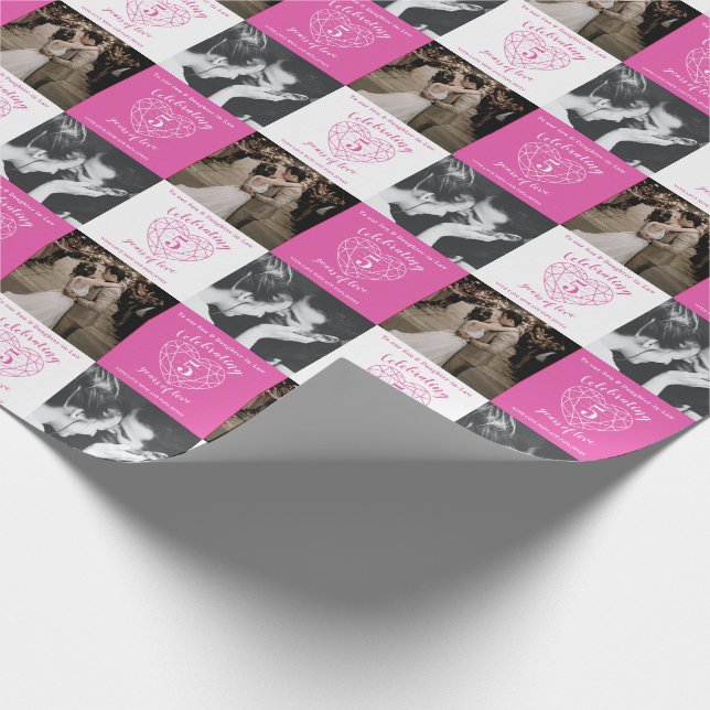 5th pink tourmaline Wedding Anniversary 2 photos Wrapping Paper (Corner)
