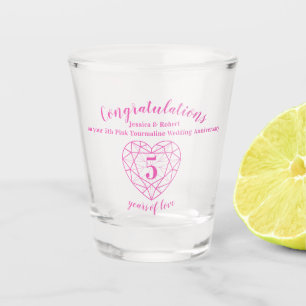 5th pink tourmaline wedding anniversary gemstone shot glass