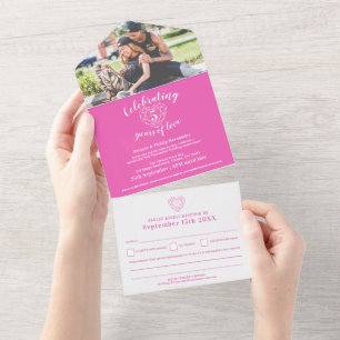 5th Pink Tourmaline wedding anniversary RSVP photo All In One Invitation