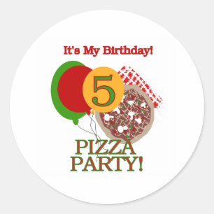 5th Pizza Party Birthday Classic Round Sticker