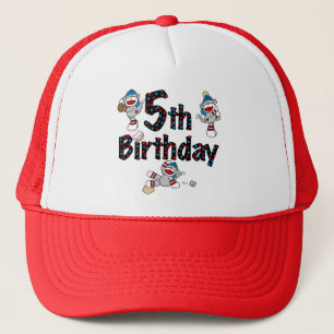 5th Sock Monkey Baseball Birthday Trucker Hat