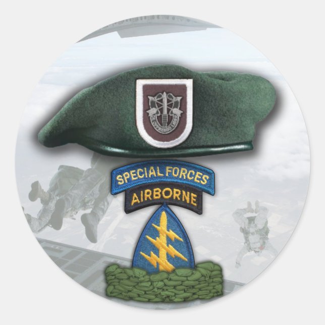 5th Special forces Green Berets veterans flash Sti Classic Round Sticker (Front)