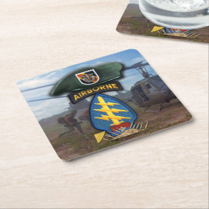 5th Special Forces Green Berets vietnam nam war Square Paper Coaster