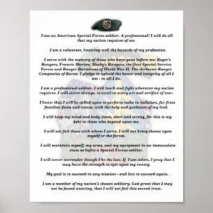 5th special forces green berets vietnam vets creed poster