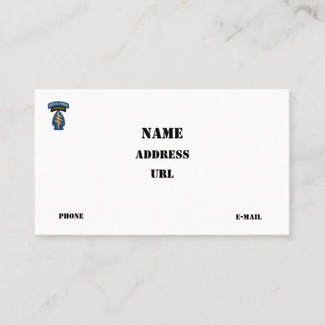 5th Special Forces Group Green Berets SF SFG Business Card (Front)