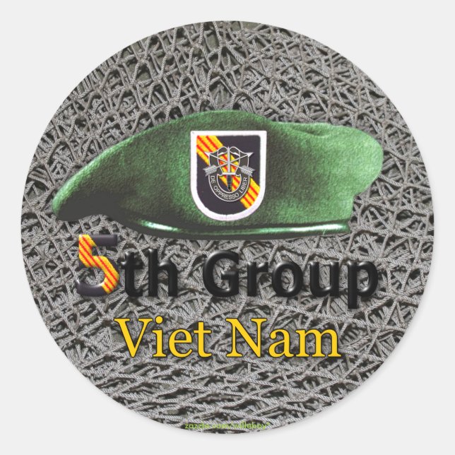 5th Special Forces Group Green Berets Vietnam War Classic Round Sticker (Front)