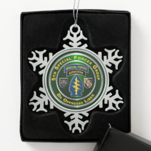  5th Special Forces Group Snowflake Pewter Christmas Ornament
